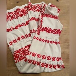 Southwestern Aztec Tribal tiered Ruffled Maxi Dress Swim Cover M/L